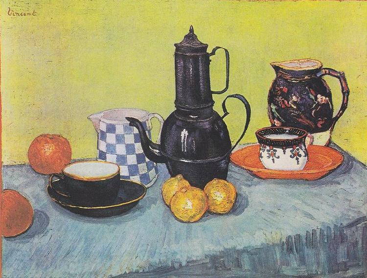 Vincent Van Gogh Still life with coffee pot, dishes and fruit Norge oil painting art